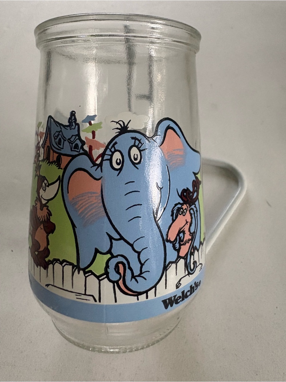 Blue Elephant Cartoon Glass Mug